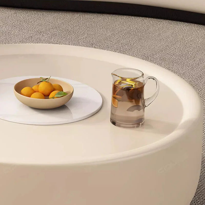 Nordic Round Coffee Table Sculpted Glam — White | KIMLUD