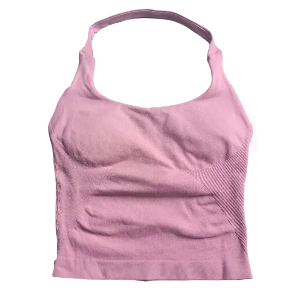 Padded Sports Bra – Backless Strappy – Halter | KIMLUD