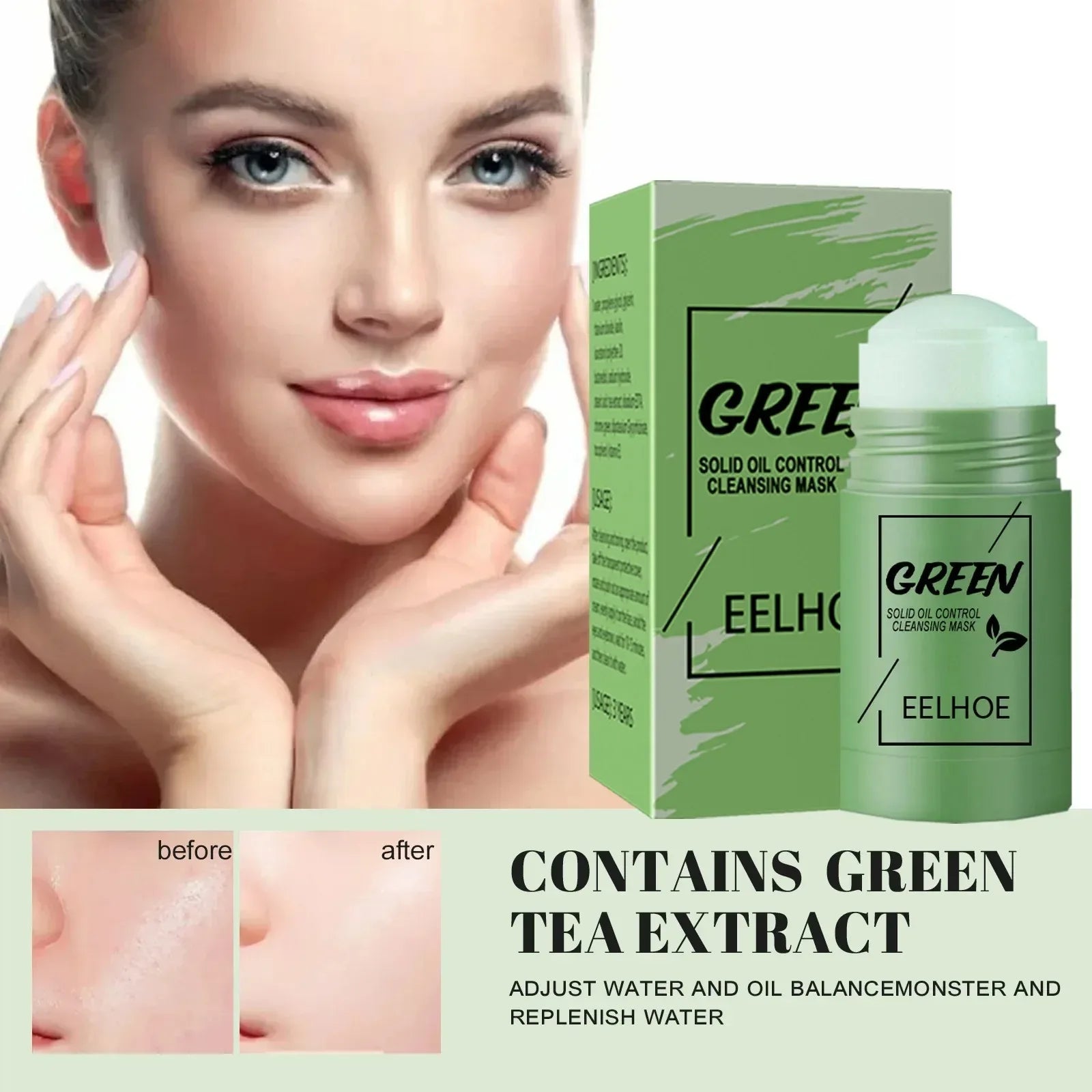 Green Tea Cleansing Solid Face Mask Pore Refining — Green | KIMLUD