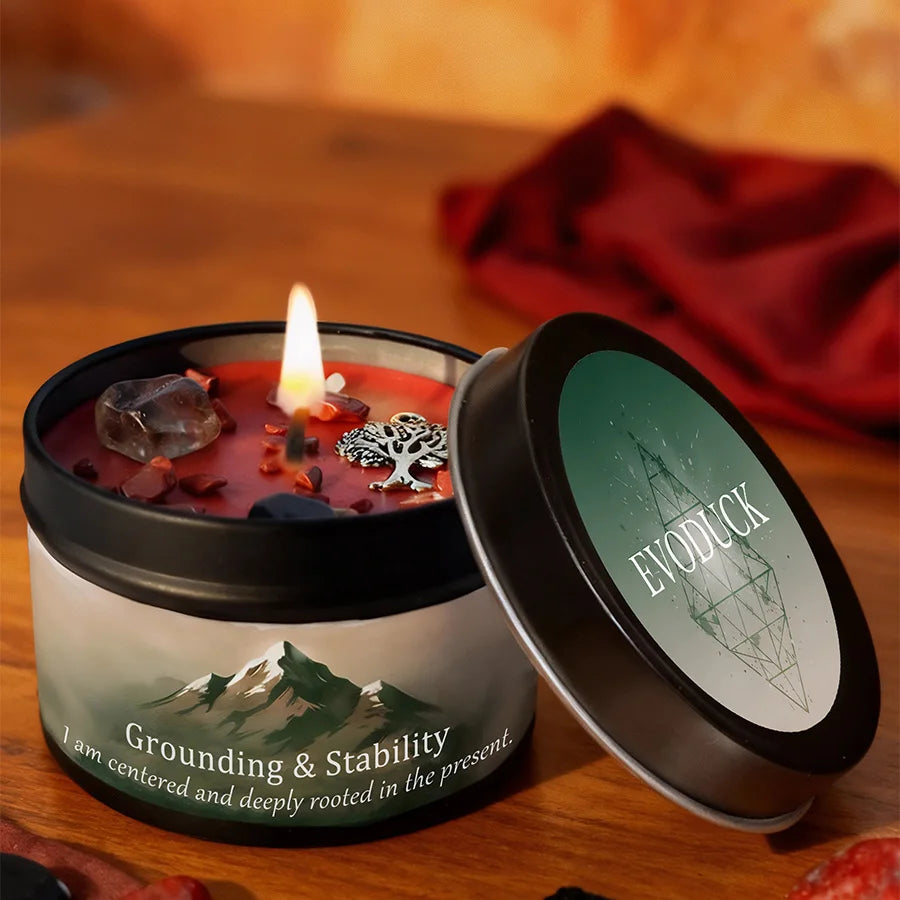 KIMLUD, EVDUCK 3oz Scented Candle, Vetiver & Cedarwood Scent with Crystals, for Gifting Suitable for Christmas, Halloween Female Friends, KIMLUD Womens Clothes