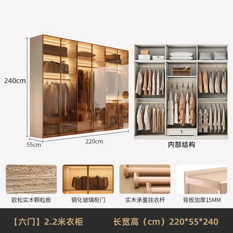 Fabric Open Closet Display Wooden Minimalist Modern Wardrobe Jewelry Cube Modular Wearable Storage Guarda Roupa Salon Furniture