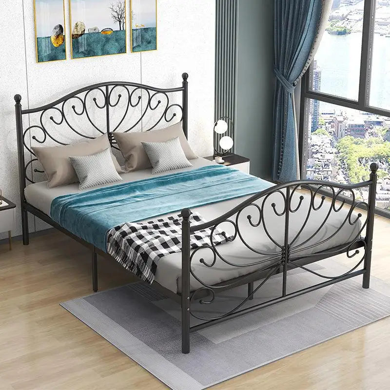 Gold-Tone Metal Bed Frame Sculptural Minimalist Modern Design Centerpiece — Gold | KIMLUD