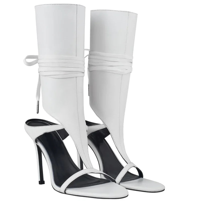 Leather One Word Belt Strap Heels — Black | KIMLUD
