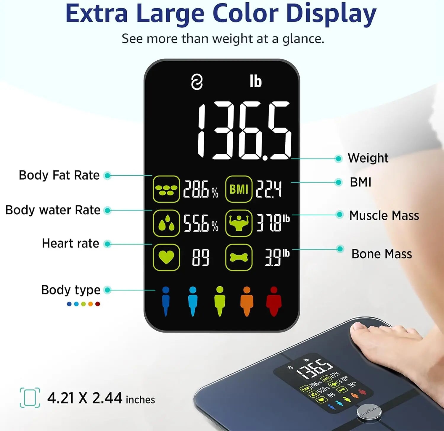 Tempered Glass Digital Scale With Body Composition Analysis — Deep Navy | KIMLUD