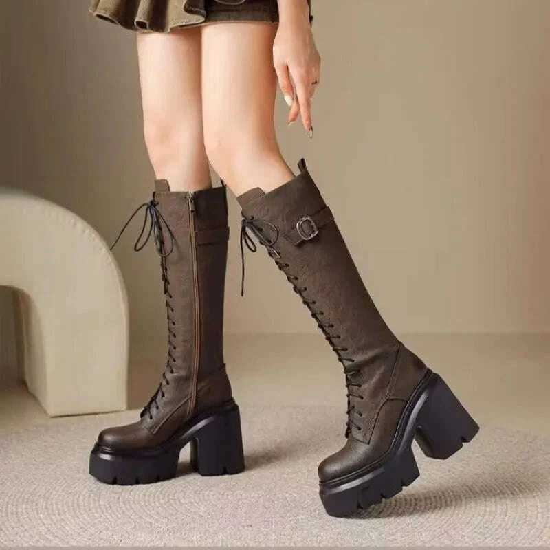 KIMLUD, Super High Heel Knight Boots Women Show Skinny Thigh Boots Autumn Winter High Tall Women Platform, KIMLUD Womens Clothes