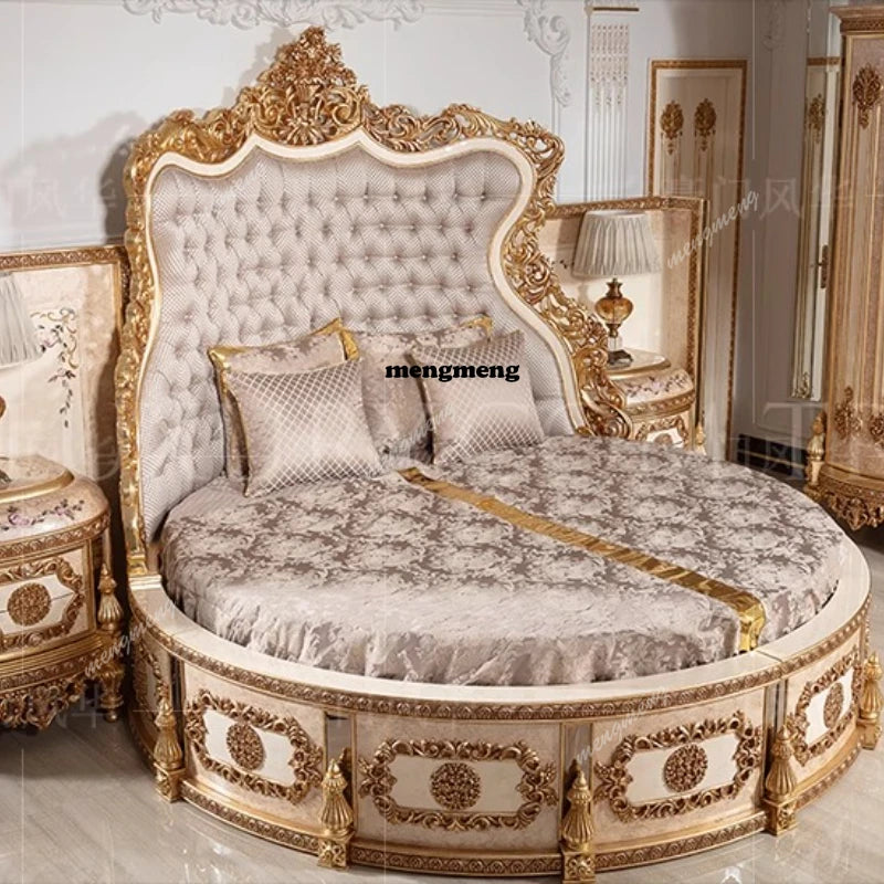 European Luxury Bed Solid Wood Princess Unique Romantic Adult Quality Designer Bed Modern Sleeping Wedding Beliche Furniture