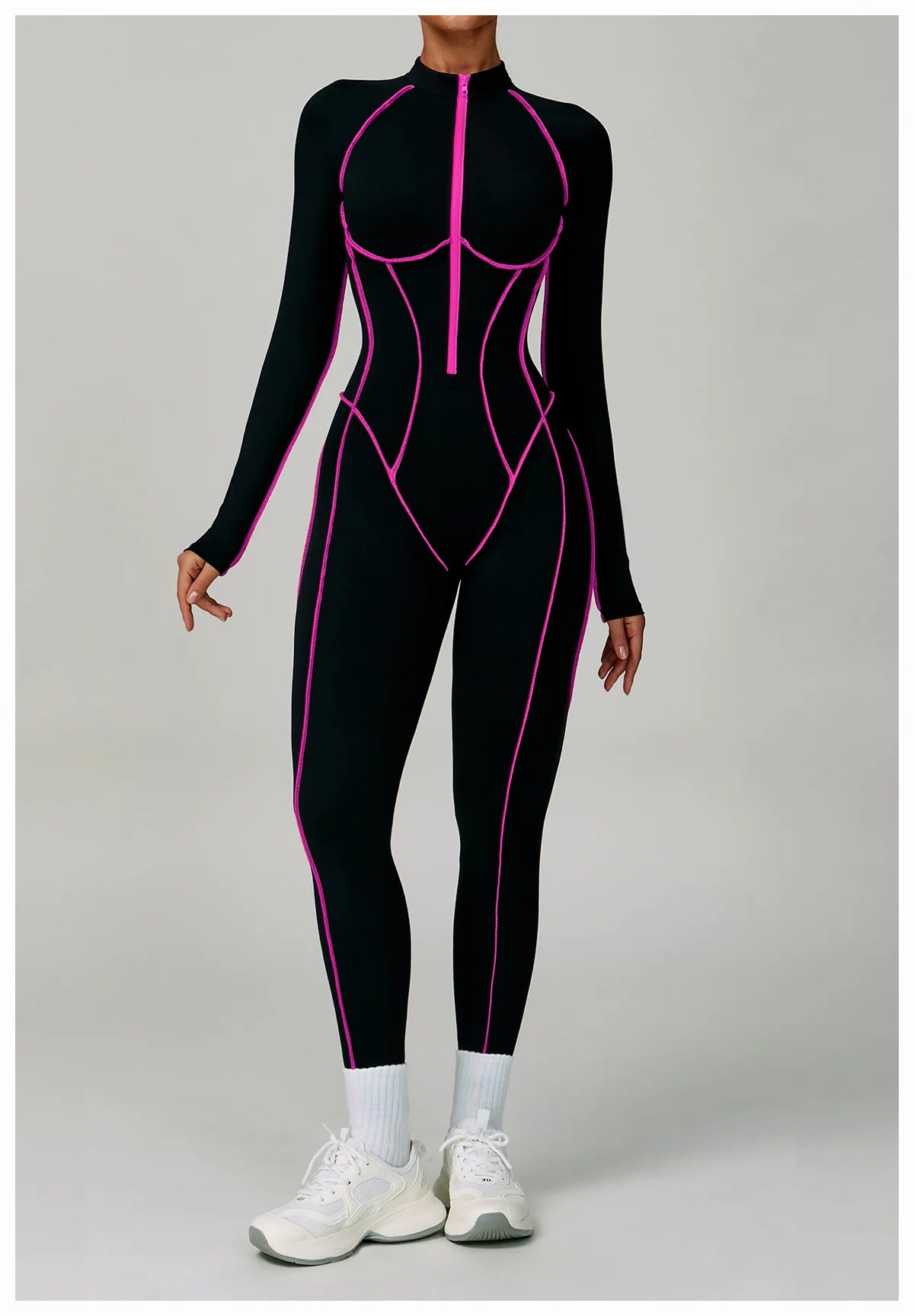 Yoga Bodysuits Women  Breathable Workout Sets Gym Clothes Push Up Fitness Running Sportwear Sexy Zipper Leggings Suit