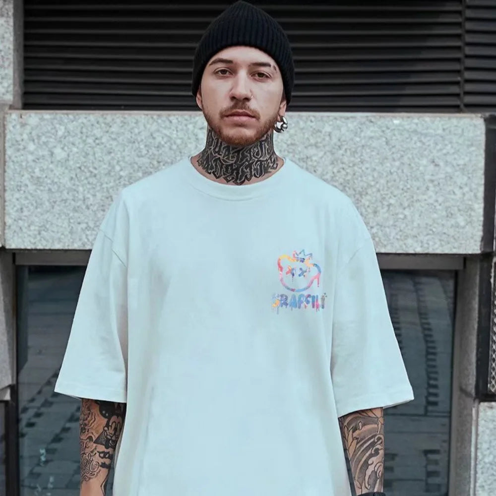 Oversized T-Shirt - New Korean Style - Cotton-Polyester - Round Neck | KIMLUD