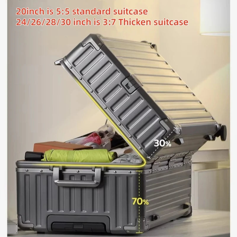 Aluminum Frame PC Rolling Luggage Solid — Gray | KIMLUD