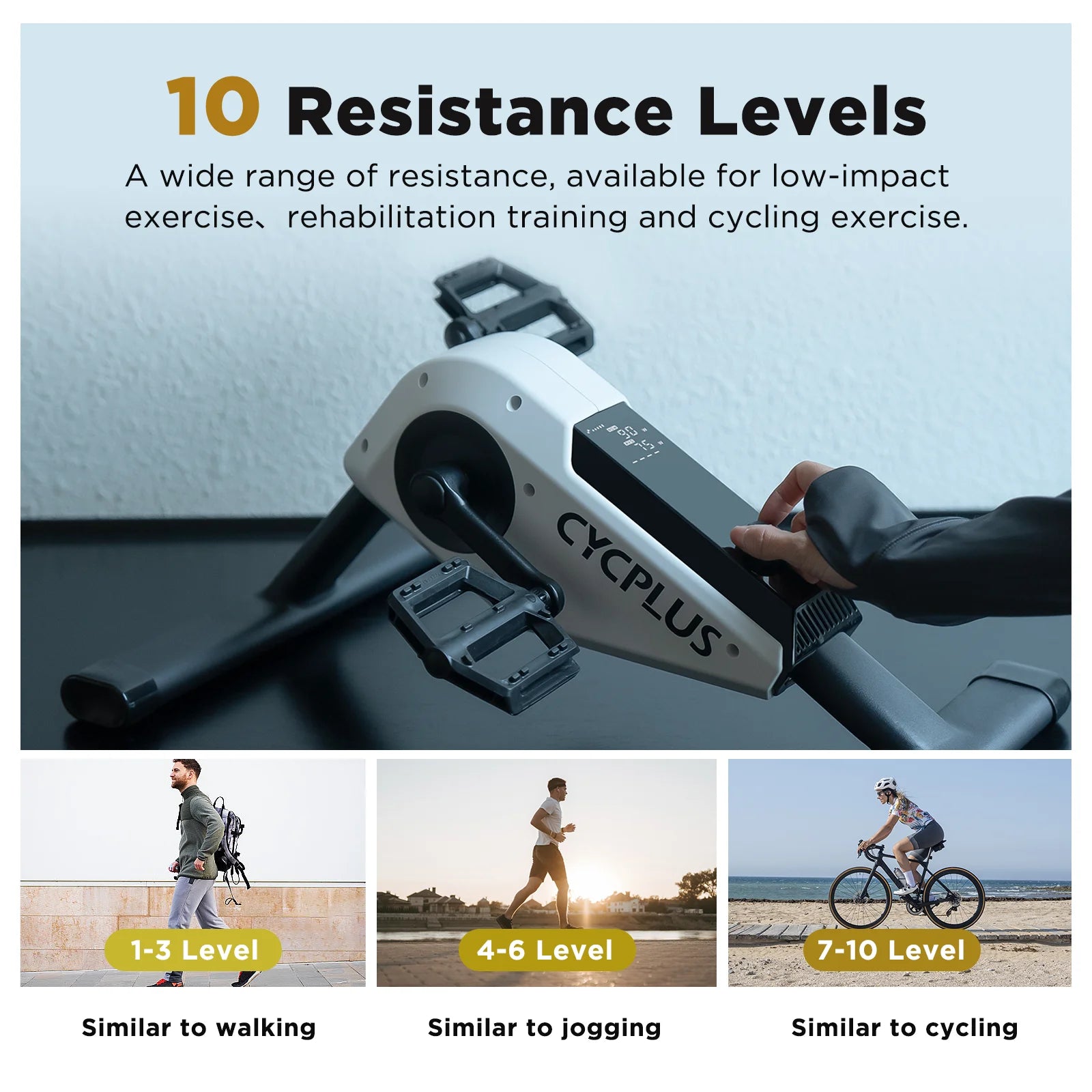 CYCPLUS DC1 Mini Pedal Exerciser Portable Home Fitness Self-Powered LED Display Foot Pedal Exercise Machine for Leg Training