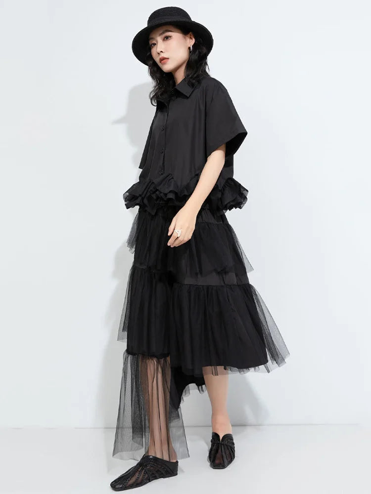 A-Line Skirt – High Elastic Waist – Jersey – Black | KIMLUD
