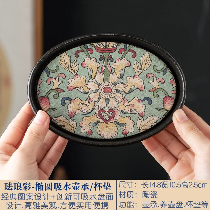 Ceramic Tea Tray Small Minimalist Rectangular — Ivory | KIMLUD