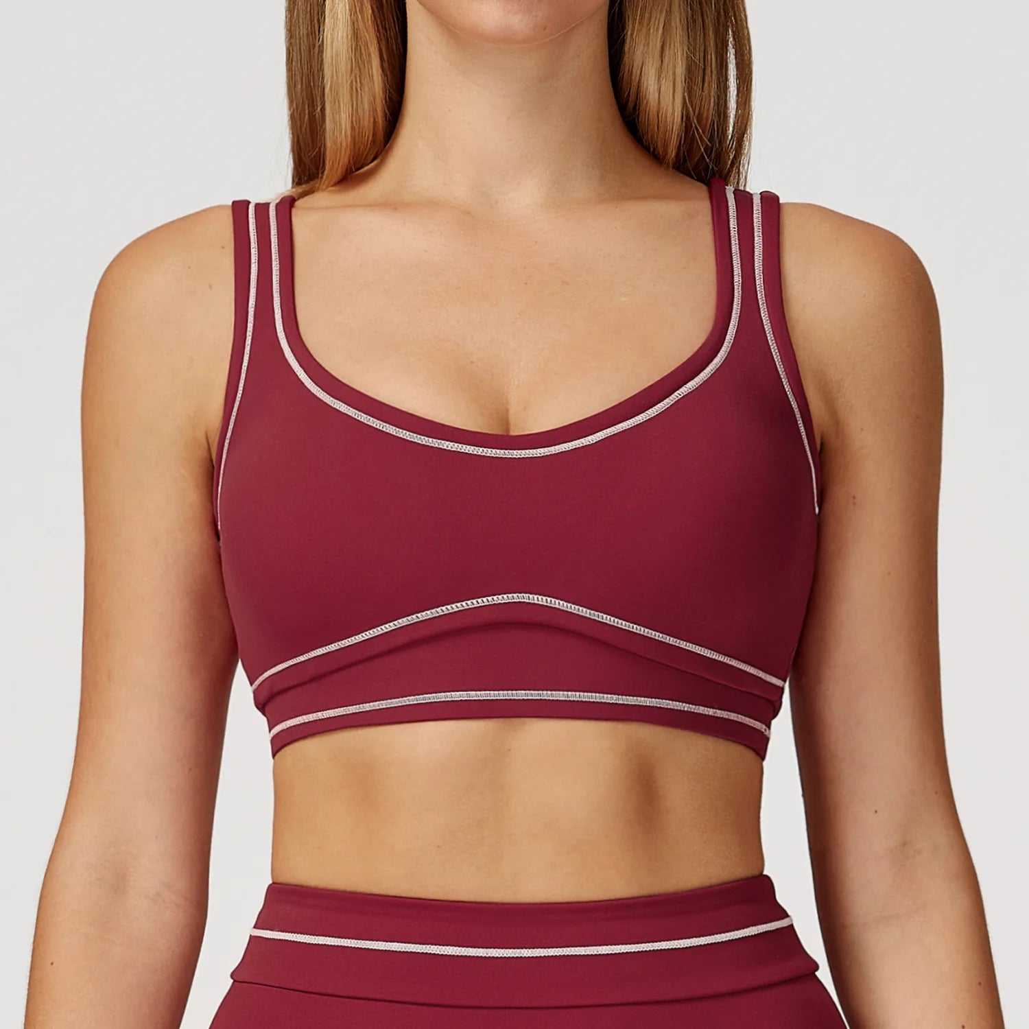 Knit Yoga Sports Bra Backless Breathable Elastic Support For Running And Workout — Mauve | KIMLUD