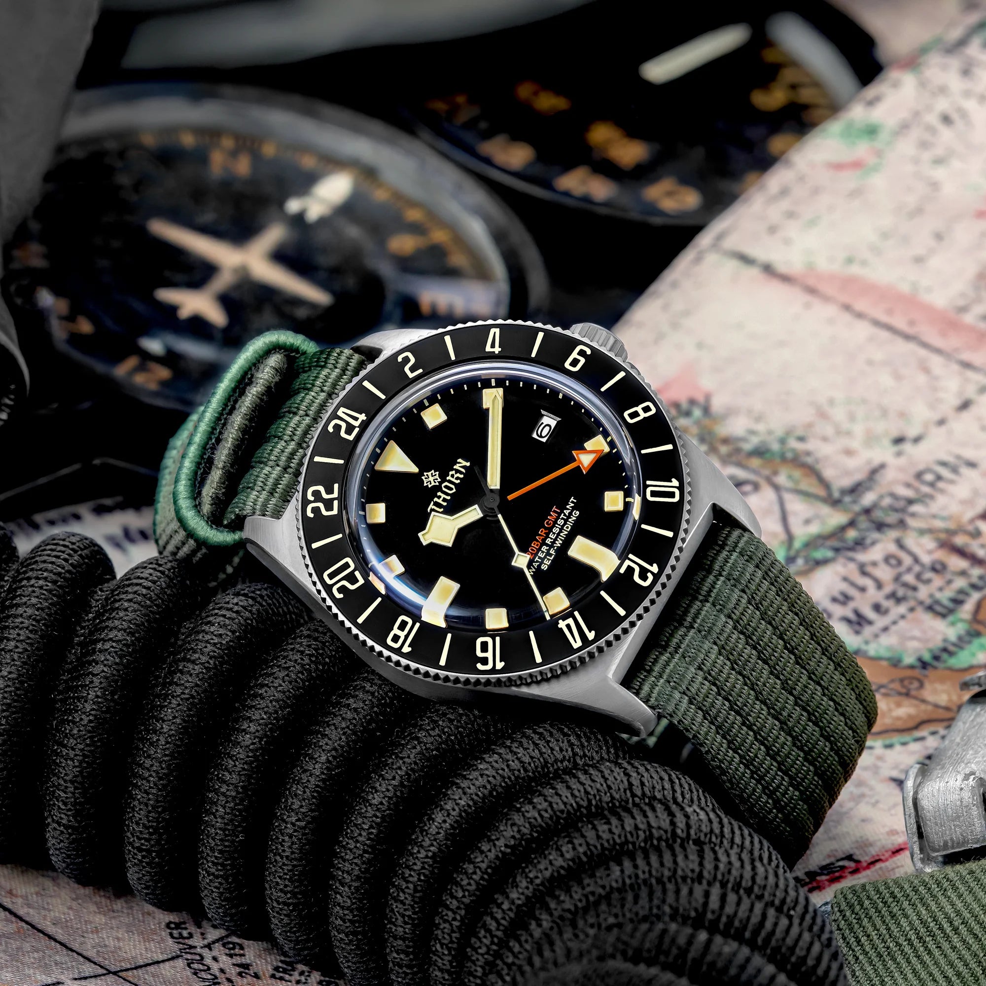 Titanium GMT Dive Watch 42mm NH34 Automatic — Black | KIMLUD