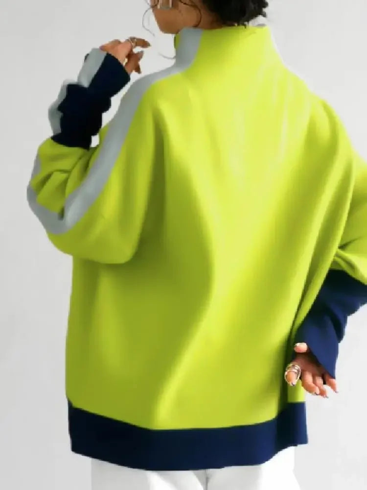 Hoodless Sweatshirt – High Neck – Cotton-Polyester – Pullover | KIMLUD
