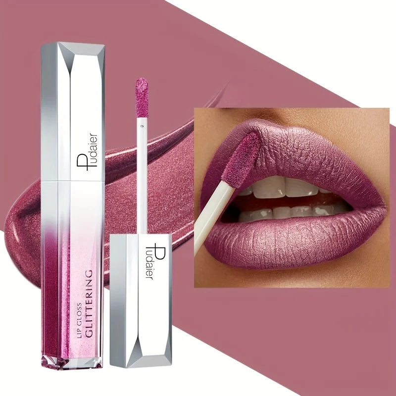 Metallic Lip Gloss Set Waterproof Long-Lasting — Mauve Rose | KIMLUD