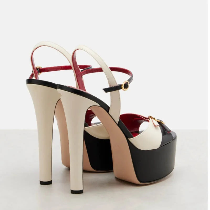 Women's Buckle Strap Sandals – Super High Heel – Hollow Back | KIMLUD
