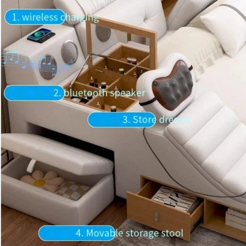 Luxury Storage Double Bed Modern Massager King Size Cameras Multifunctional Twin House Matrimoniale Bedroom Furniture