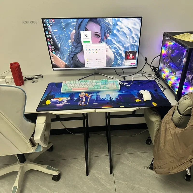 L-Shaped Double Computer Desk Home Office — Black | KIMLUD