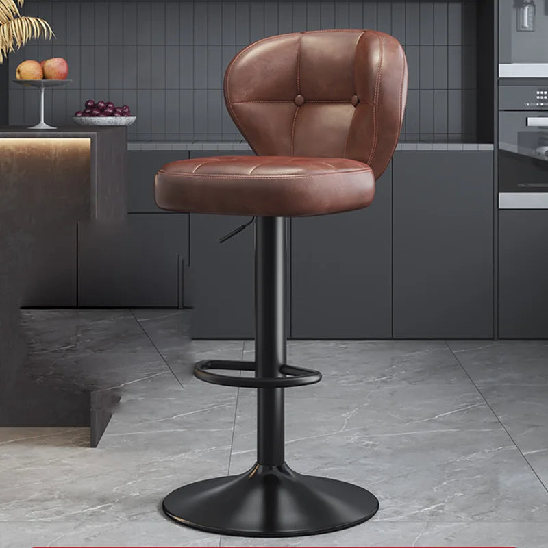 Leather Luxury Designer Bar Stools Minimalist Nordic Counter Gaming Bar Chairs With Back Comfortable Cadeira Trendy Furniture