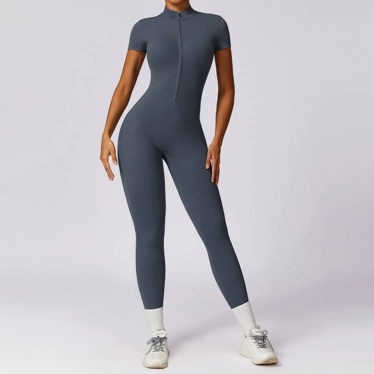 Yoga Jumpsuit – Seamless Zipper – Polyester Long Sleeve | KIMLUD