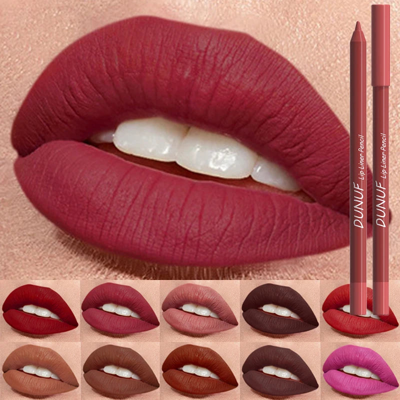 Sexy Red Matte Lipstick Pencil Nude Brown Lip Liner Pencil Contour Tint Makeup Waterproof Rose Pink Crayon Lipliner Pen Cosmetic