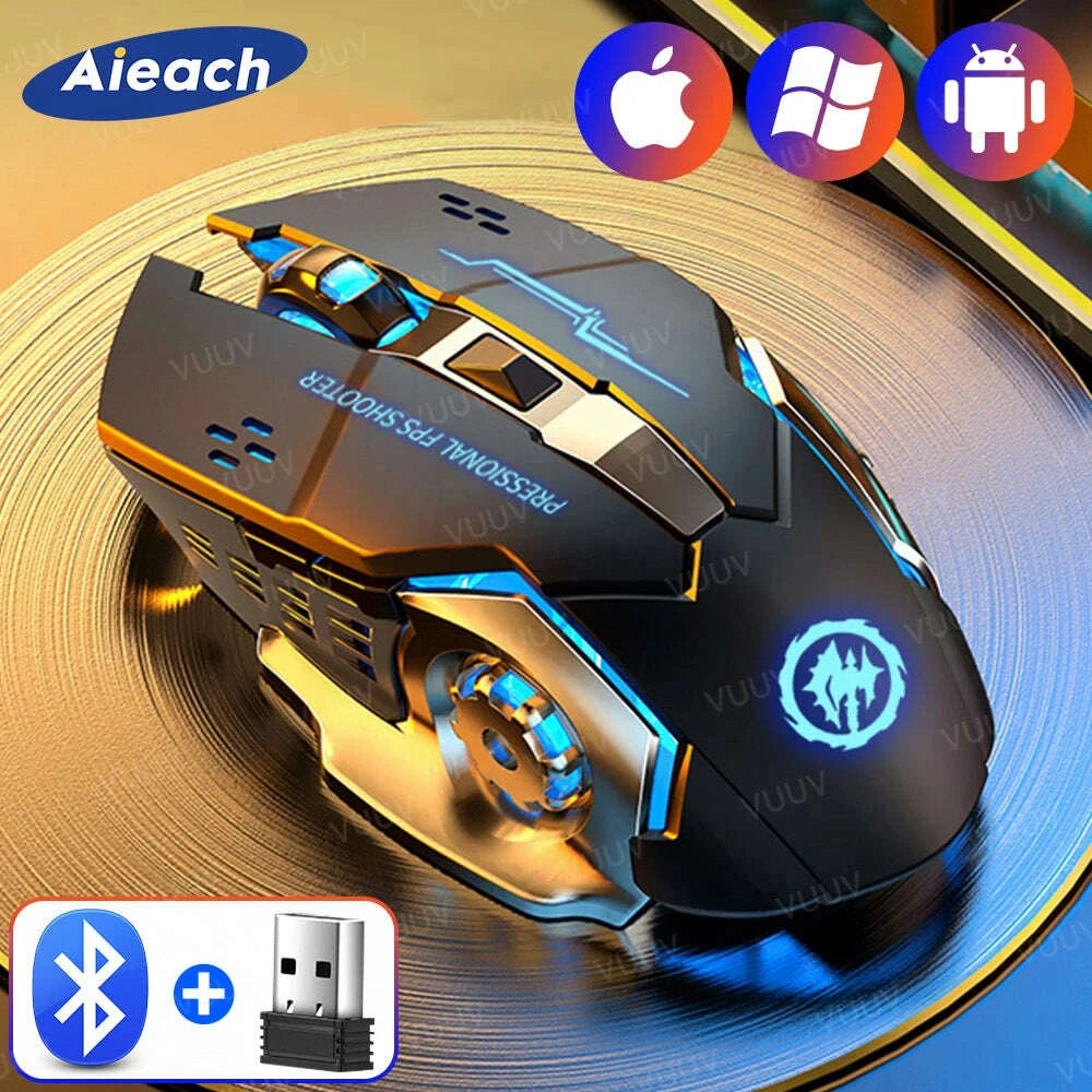 KIMLUD, AIEACH Bluetooth Mouse Gaming Computer Rechargeable Wireless Mouse USB Mechanical E-Sports Backlight PC Gamer Mouse For Computer, KIMLUD Womens Clothes