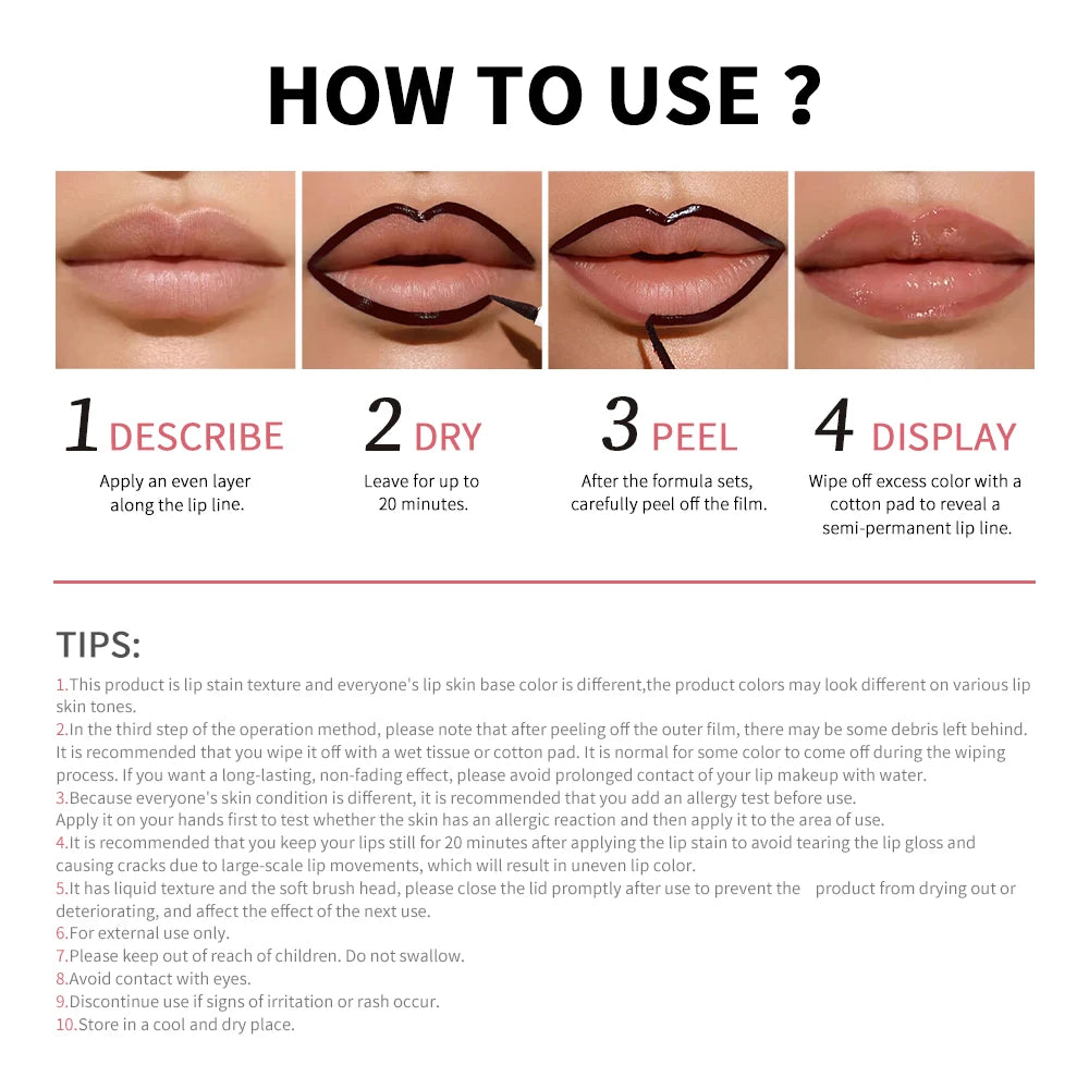 Lip Liner Pencil Peel Off Lip Stain Tattoo Long Wearing Matte Waterproof Smudge Proof Transfer Proof Lip Cosmetic For All Day We