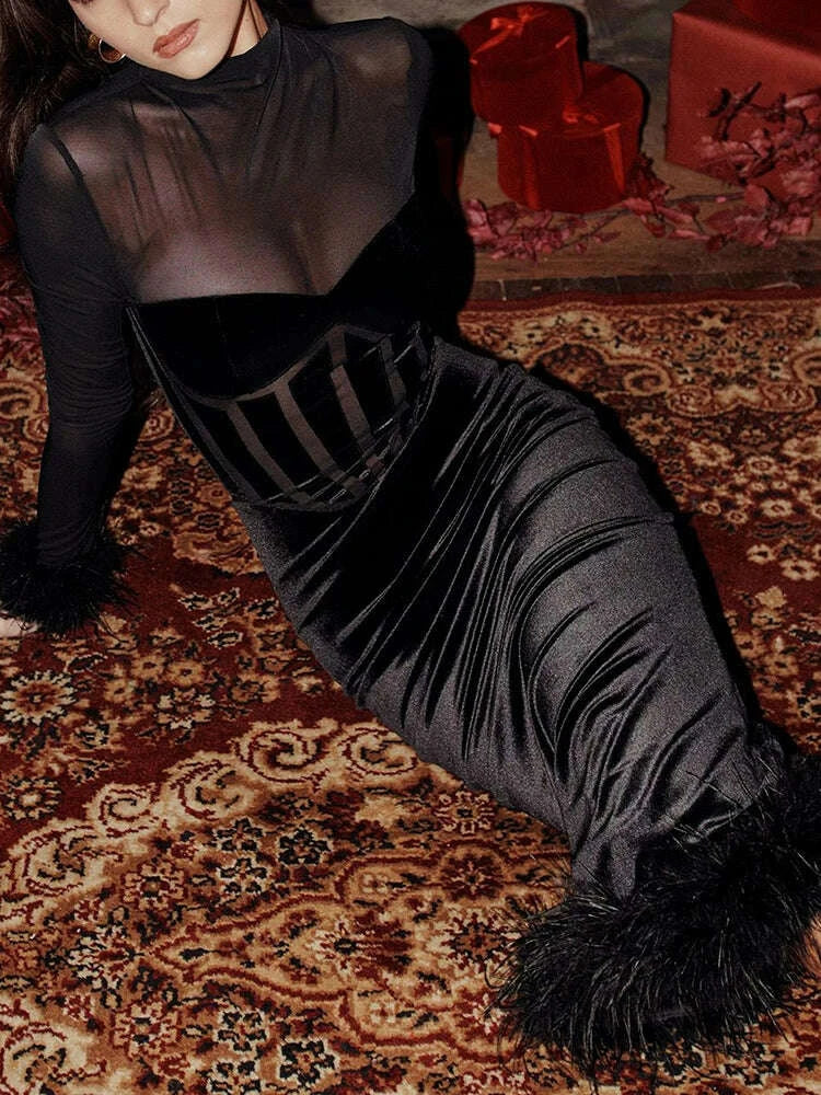 elegant-feather-tassel-womens-evening-dress-black-mesh-round-neck-long-sleeve-party-bodycon-dress-velvet-cocktail-midi-dresseskimludkimlud-35558345