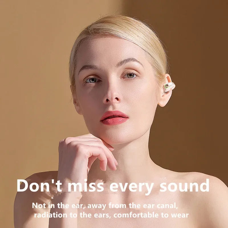Bone Conduction Earphone Clip Wireless Headset — Black | KIMLUD