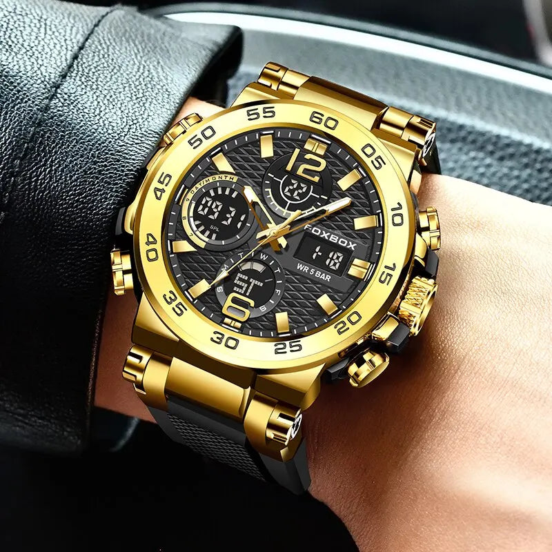 Stainless Steel Chronograph Diver Watch — Gold | KIMLUD