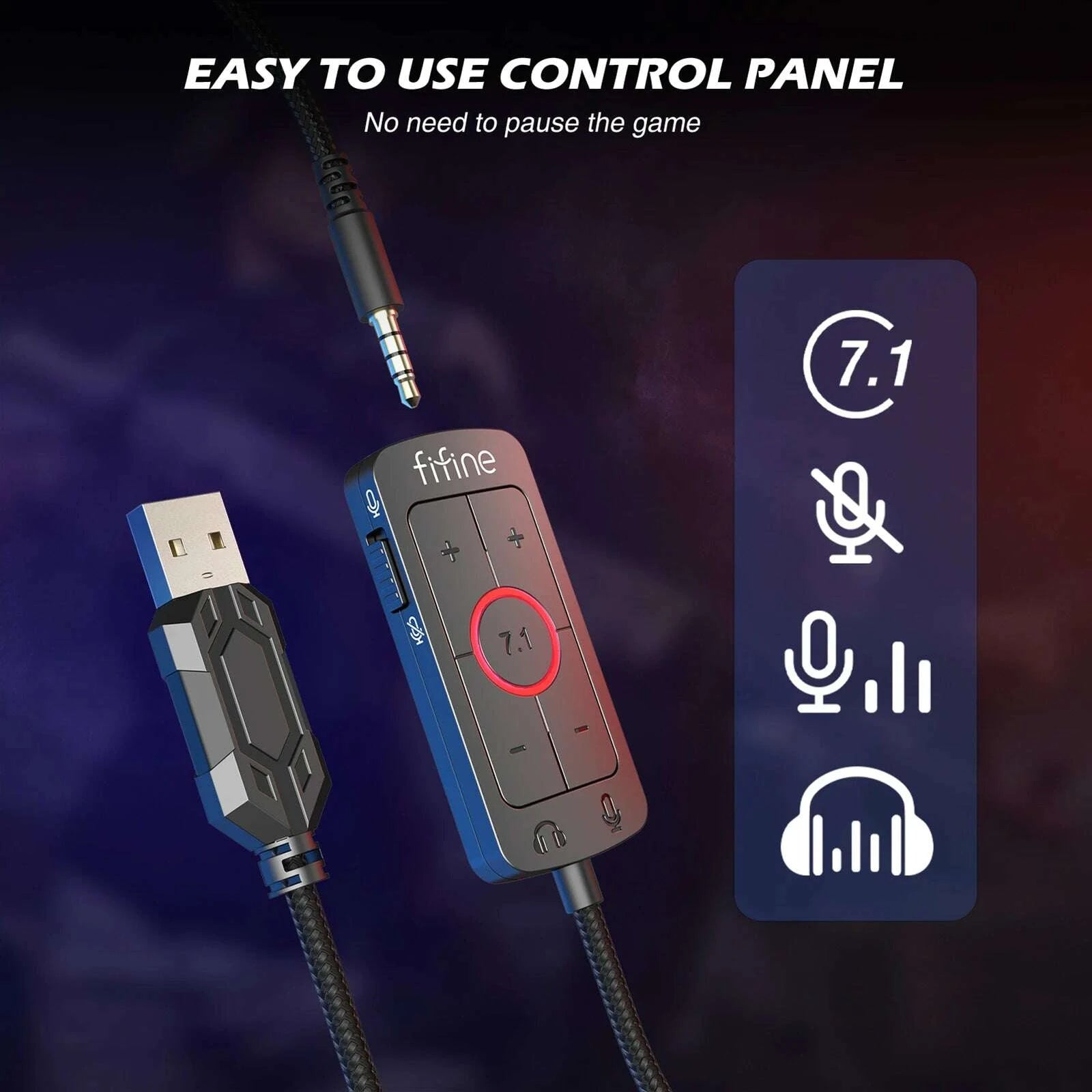 KIMLUD, FIFINE Headset,3.5 mm jack&USB Headphone with 7.1 Surround Sound/volum contral/Mute switch for PC/MAC/PS4/PS5 Mixer-H9, KIMLUD Womens Clothes