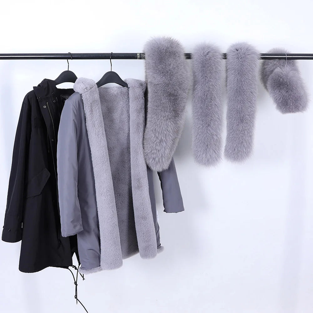 2023 Super Hot Winter Jacket Hooded Long Overcoat Parkas Female Clothes Removable Real Fox Fur Collar Coats Woman