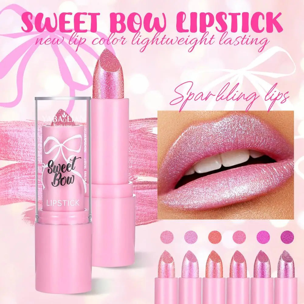 Metallic Glitter Lipstick Long Lasting High Shine — Pink | KIMLUD