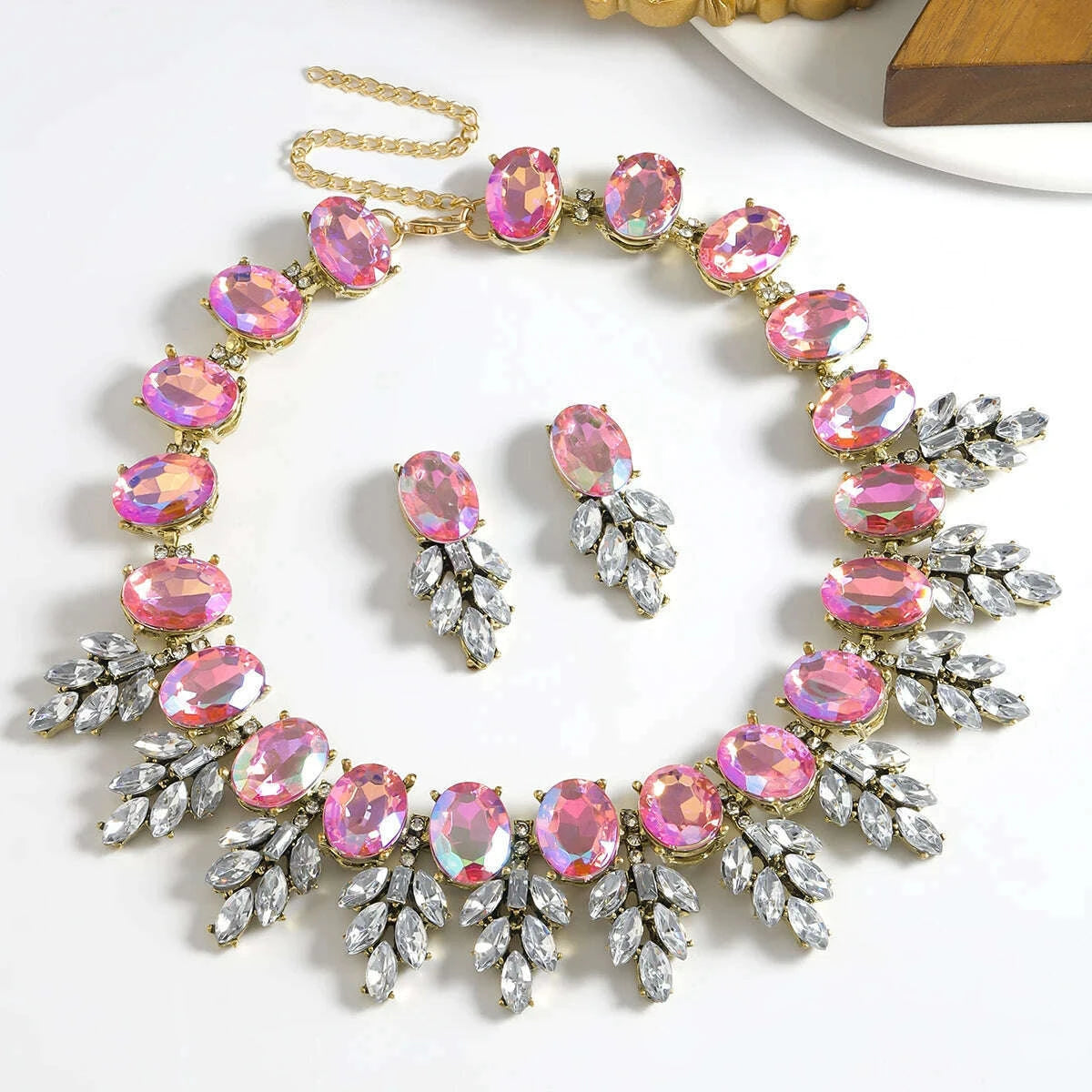 best-lady-geometric-rhinestone-necklace-short-glass-earrings-stitching-decorative-neck-chain-dress-jewelry-setkimlud-womens-fashion-34623577