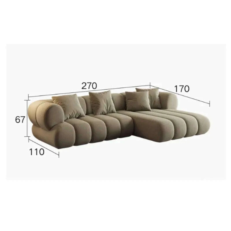 KIMLUD, Luxury L-Shape Modular Sectional Sofa Set Fabric Couch for Home Hotel Villa for Living Room Filled with Sponge, KIMLUD Womens Clothes