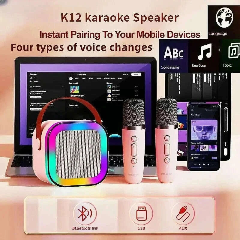 k12-bluetooth-karaoke-machine-portable-53-pa-speaker-system-with-1-2-wireless-microphones-home-family-singing-childrens-gifts-kimlud-kimlud-33915501