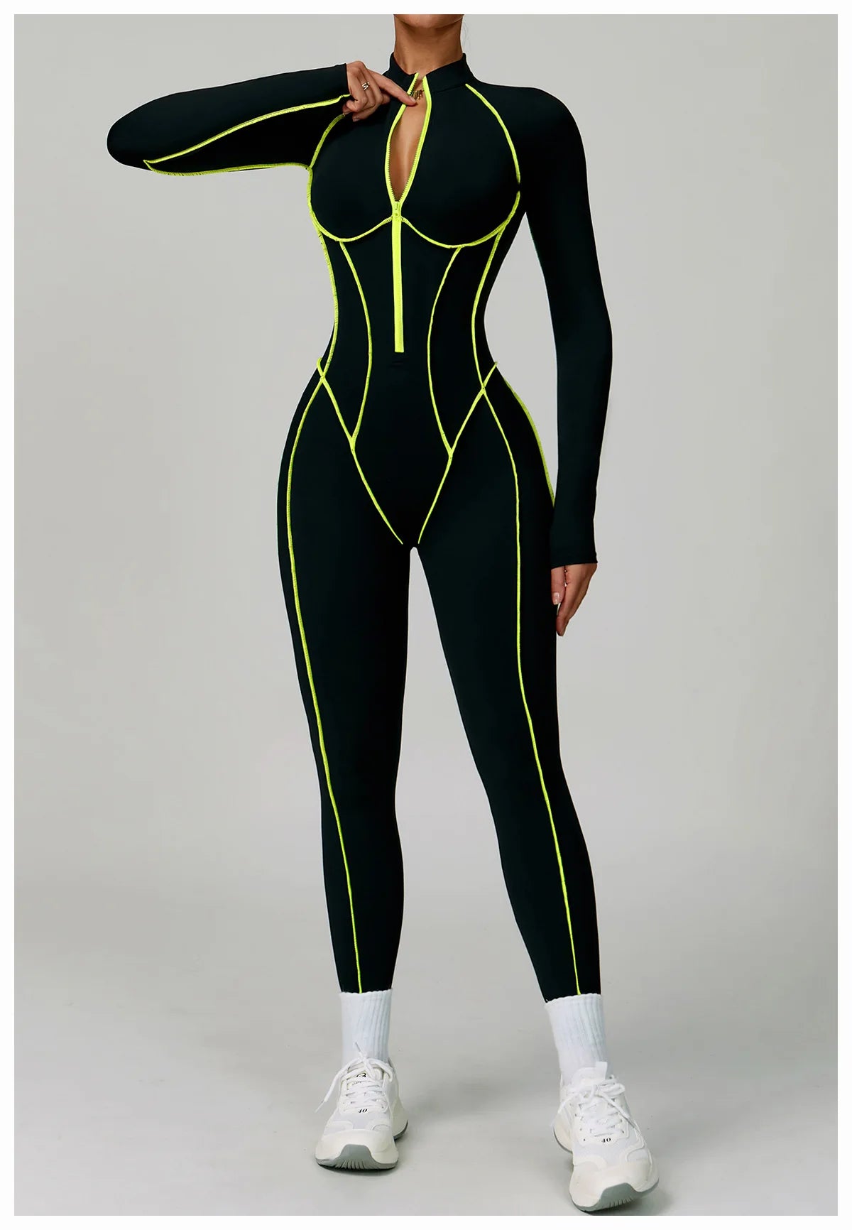 Yoga Bodysuits Women  Breathable Workout Sets Gym Clothes Push Up Fitness Running Sportwear Sexy Zipper Leggings Suit