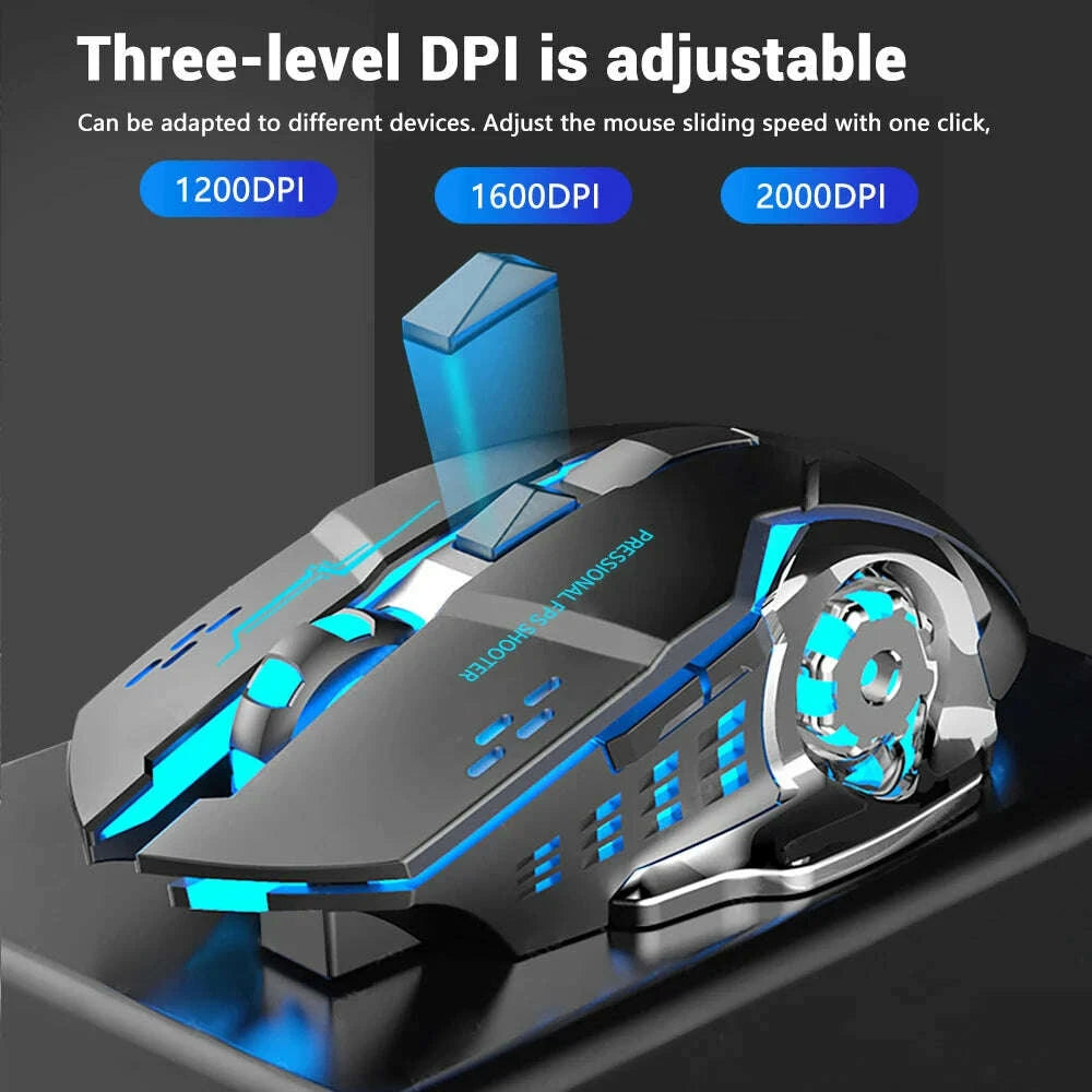 KIMLUD, 2.4G USB Wireless Bluetooth Mouse Ergonomic Silent Office Mice Rechargeable E-Sports Backlight Mouse For Computer Laptop Macbook, KIMLUD Womens Clothes