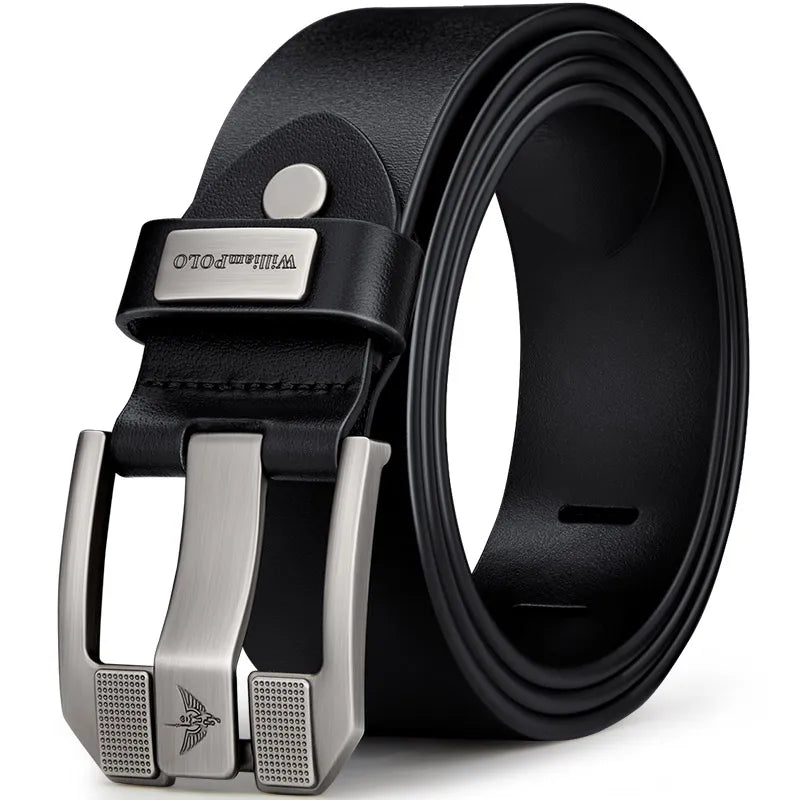 Cowhide Leather Belt With Needle Buckle — Dark Brown | KIMLUD