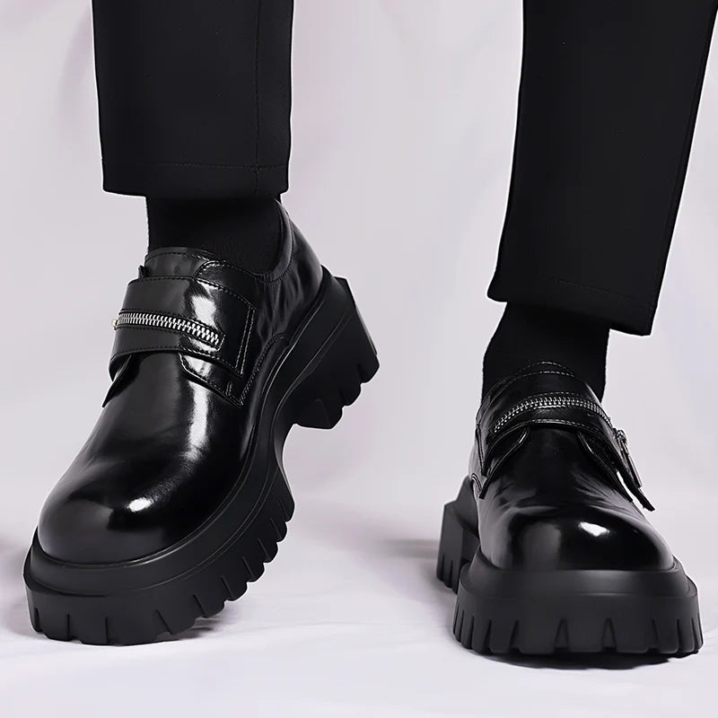Derby men's leather shoes Thick bottomed British style design Leisure Party Business Office Luxury adult shoes Brown and Black