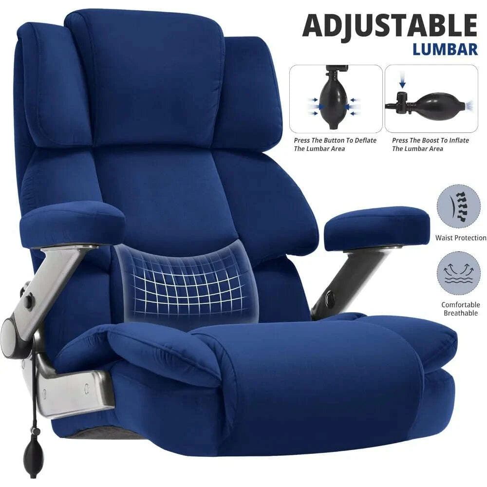 KIMLUD, 700lbs Big and Tall Office Chair-Large Computer Chair with Adjustable Lumbar Support 3D Flip Arms Plus Size Wheels,, KIMLUD Womens Clothes