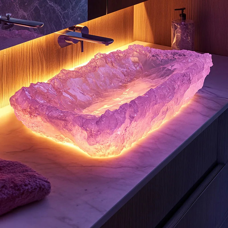 Resin dream crystal stone wash basin custom sales office model room bathroom single basin art table basin