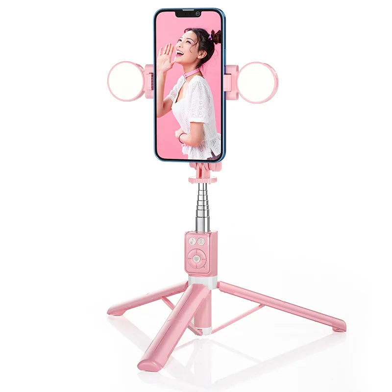 Mobile Phone Selfie Stick Wireless Remote Control Bluetooth With Double Light Live Broadcast Tripod All-in-one Fill Light