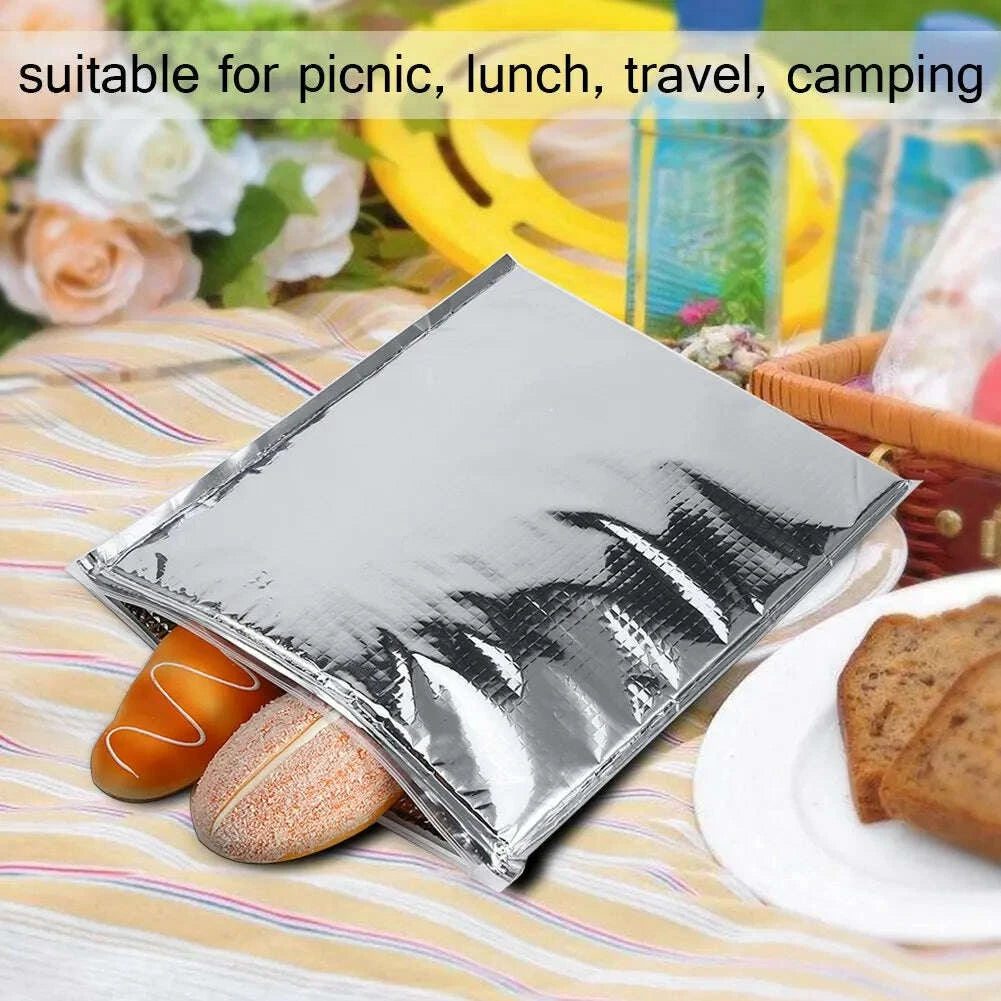 KIMLUD, Insulated Food Storage Bag Thermal Cooler Bag 3 Types /set Aluminum Foil Insulated Food Storage Bag Thermal Cooler Silver, KIMLUD Womens Clothes