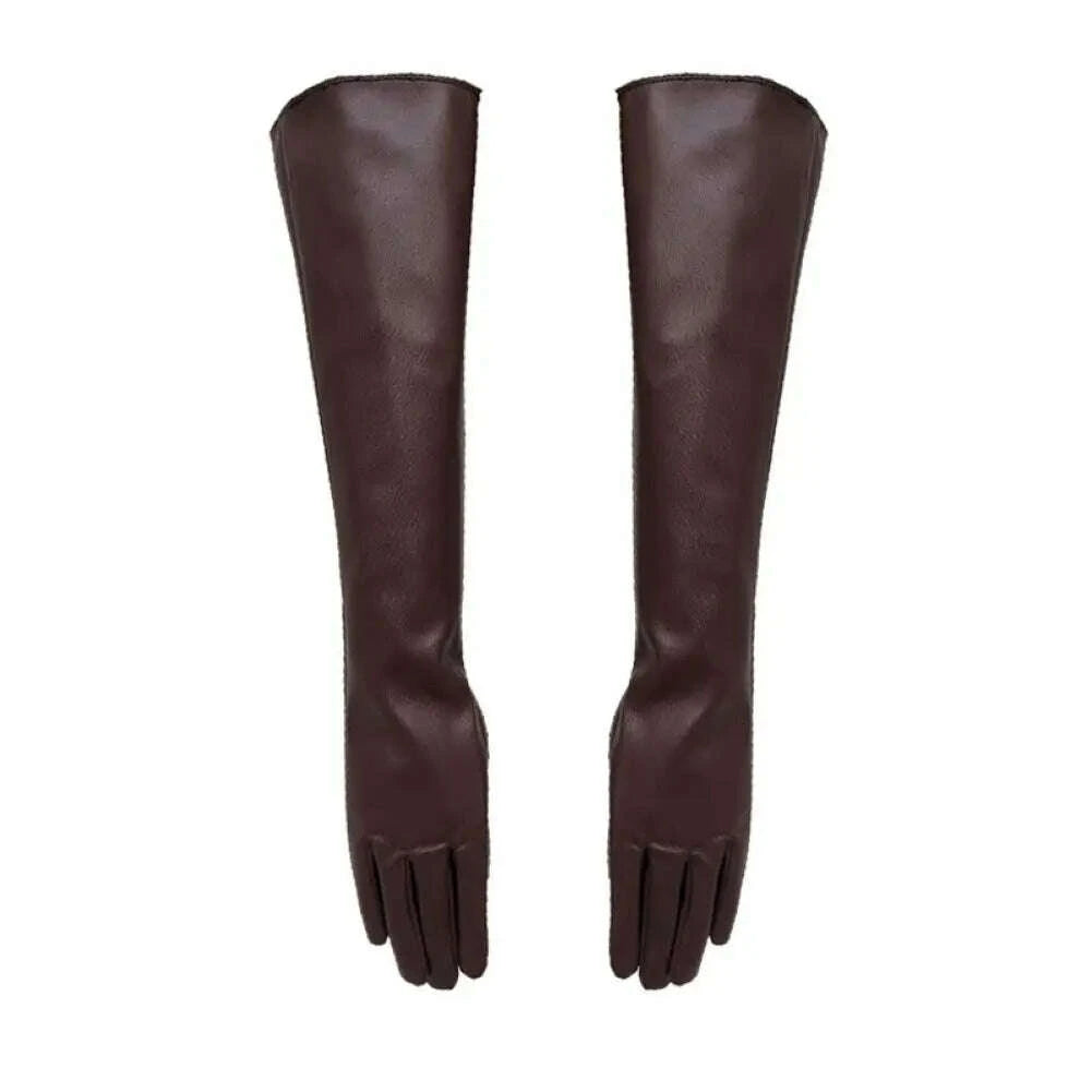 KIMLUD, Full Finger Gloves Windproof Dress Gloves Faux Leather Long Arm Gloves Costume Gloves For Dating Gifts, KIMLUD Womens Clothes