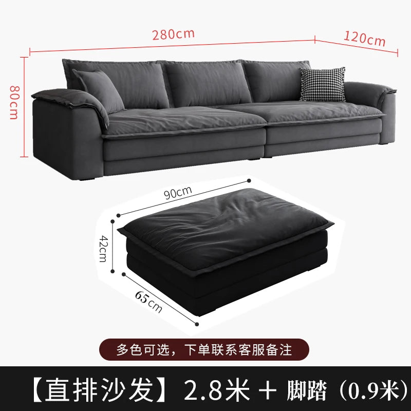 Nordic Minimalist L-Shaped Sectional Sofa Cloud Cushions — Charcoal Gray | KIMLUD