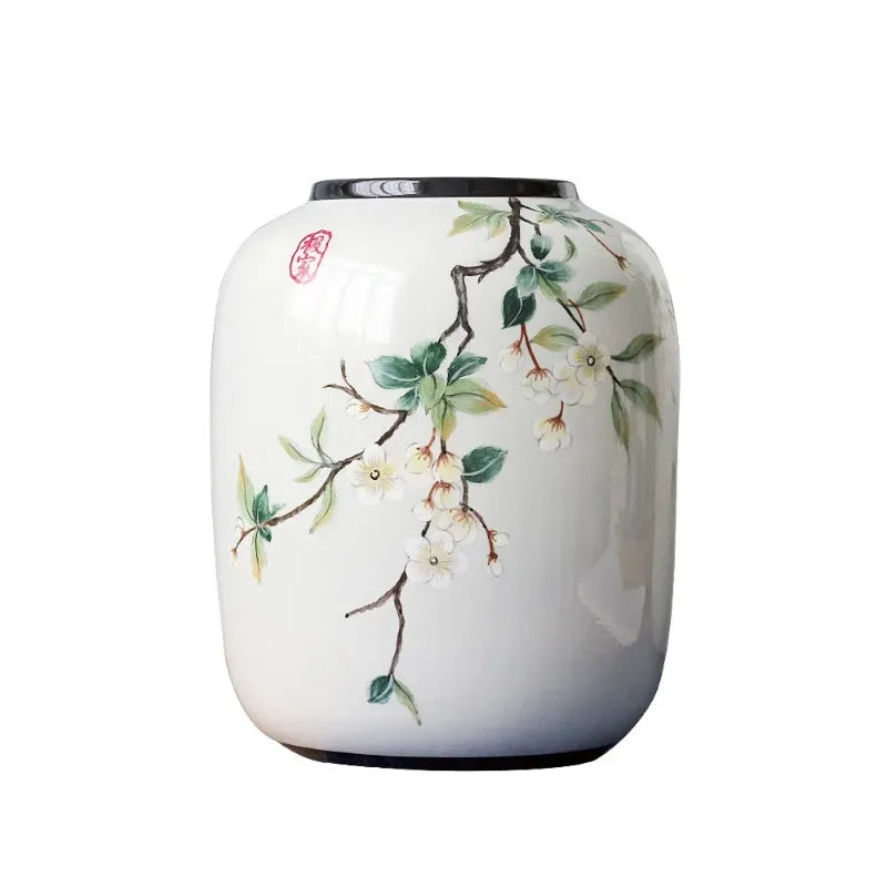 Chinese Ceramic Vase Decoration Living Room Entrance Floral Home Hydroponic Simple round Housewarming Gift Flower