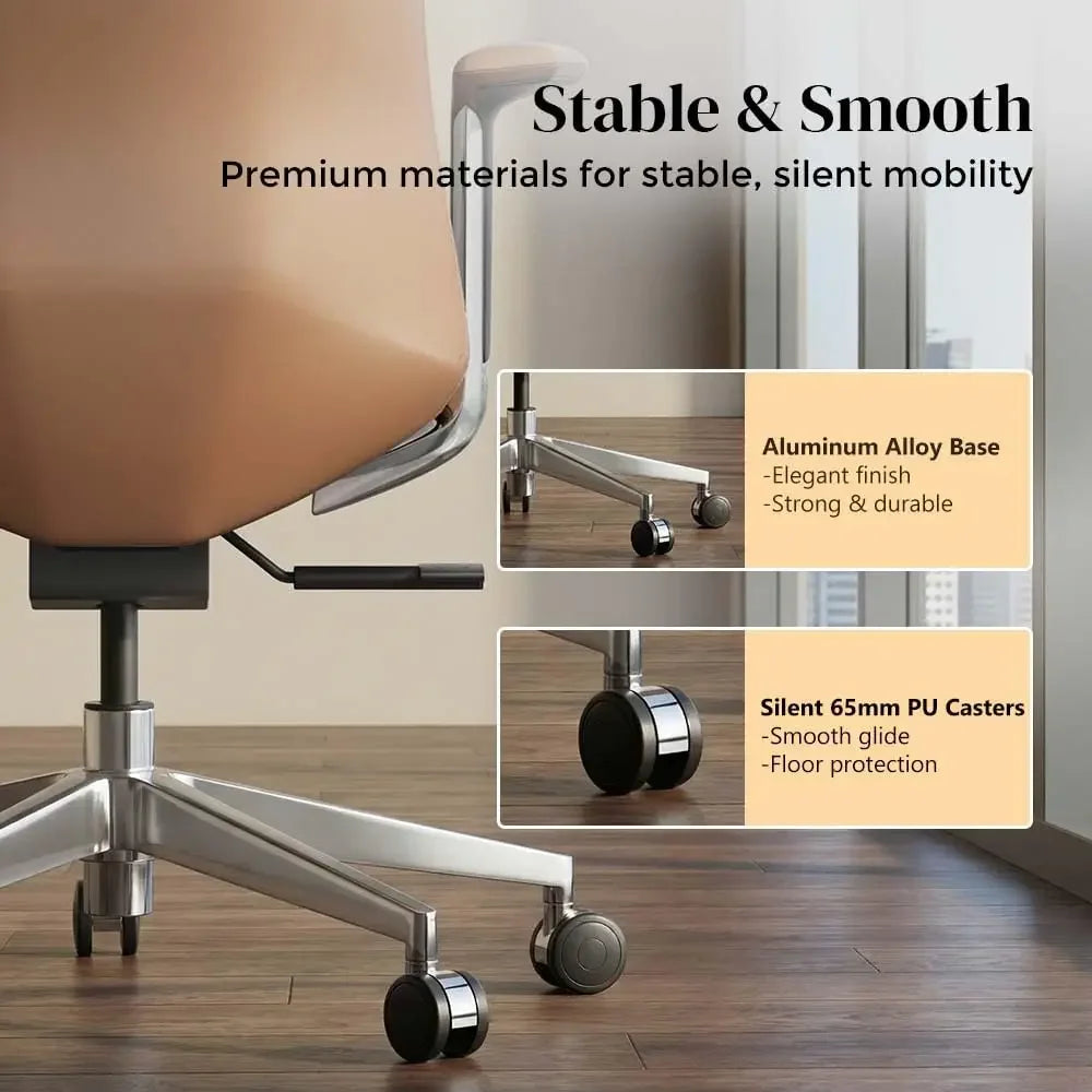 Leather Ergonomic Executive Office Chair — Tan | KIMLUD
