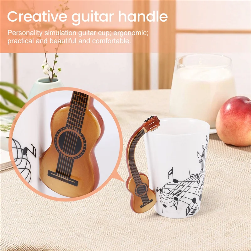 Ceramic Mug Guitar-Handle Novelty — White | KIMLUD